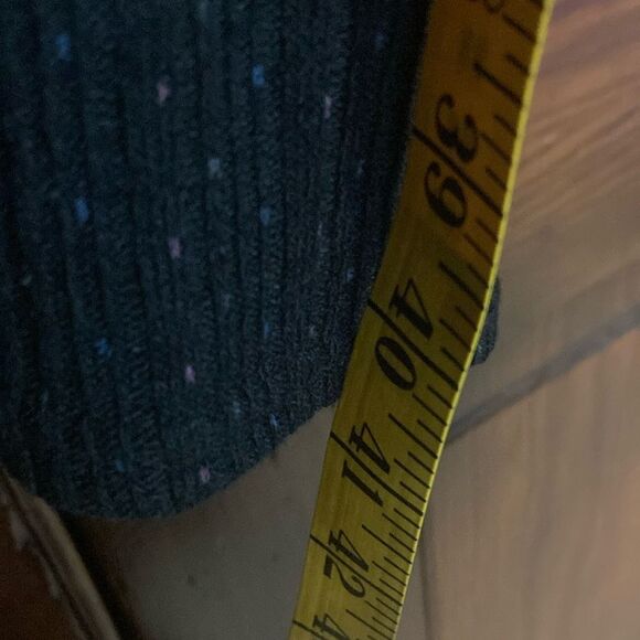 Modcloth Black Long Sleeve Polka Dot Knit Sweater Knee Length V-neck Dress Sz L - Picture 7 of 11